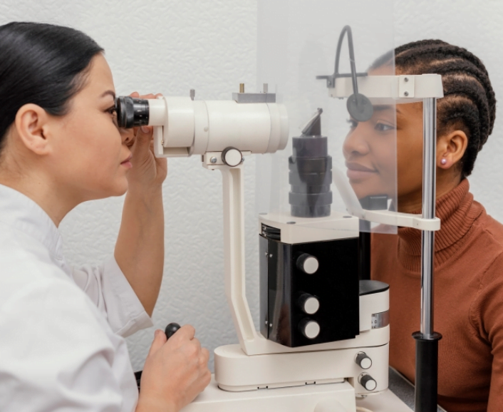 doctor checking eye